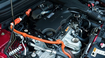 Engine appearance of the 2021 Honda Accord Hybrid Available at Royal Honda