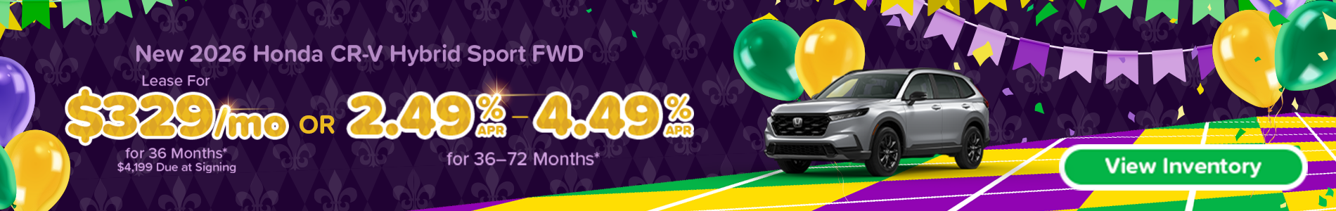Lease a new 2026 Honda CR-V Hybrid for $329/mo in Metairie, LA