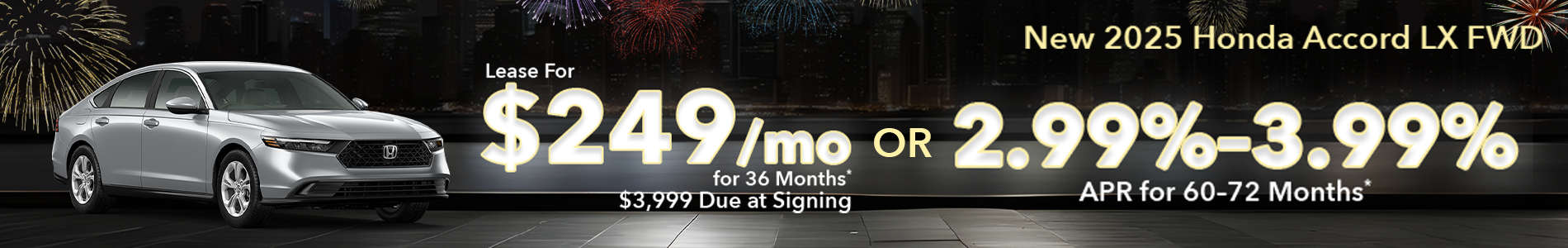 Lease a new 2025 Honda Accord for $249/mo in Metairie, LA