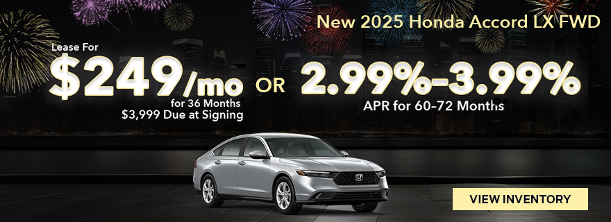 Lease a new 2025 Honda Accord for $249/mo in Metairie, LA
